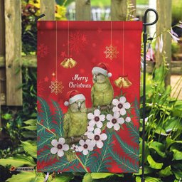 New Zealand Kakapo Christmas Garden Flag Owl Parrot Santa Sliver Fern Manuka - Red LT14