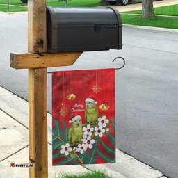 New Zealand Kakapo Christmas Garden Flag Owl Parrot Santa Sliver Fern Manuka - Red LT14