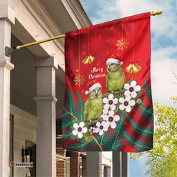 New Zealand Kakapo Christmas Garden Flag Owl Parrot Santa Sliver Fern Manuka - Red LT14