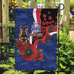 North Kangaroos ANZAC Personalised Garden Flag Lest We Forget Poppy Camo LT9