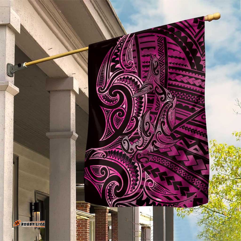 New Zealand Hammerhead Shark Garden Flag Maori Haehae Mangopare Pink LT14