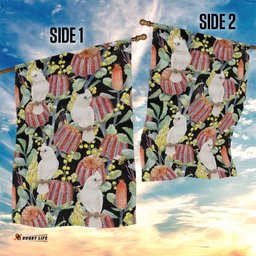 Little Corella Australia Cockatoo Garden Flag Cacatua Sanguinea Banksia Seamless Black LT14