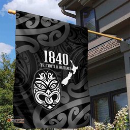 New Zealand 1840 Waitangi Day Garden Flag Aotearoa Haka Mask - Black Version LT14