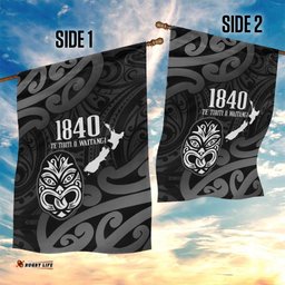New Zealand 1840 Waitangi Day Garden Flag Aotearoa Haka Mask - Black Version LT14