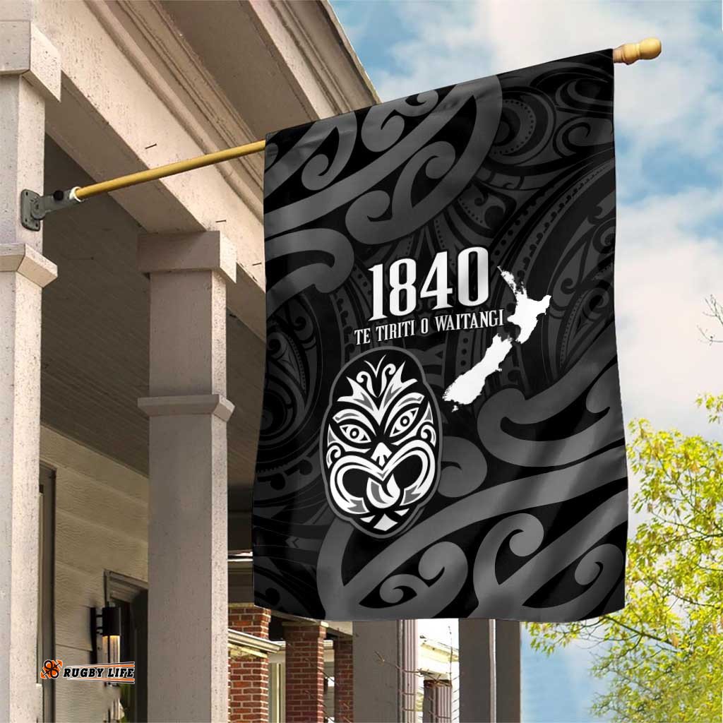 New Zealand 1840 Waitangi Day Garden Flag Aotearoa Haka Mask - Black Version LT14
