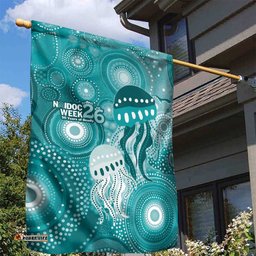 NAIDOC Deadly 50 Years Garden Flag Jellyfish Aboriginal Culture Inspired Turquoise LT9