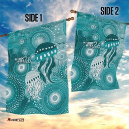 NAIDOC Deadly 50 Years Garden Flag Jellyfish Aboriginal Culture Inspired Turquoise LT9