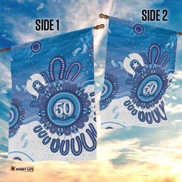 NAIDOC Week 2026 Garden Flag 50 Years Deadly Dhari Blue Aboriginal Art LT14