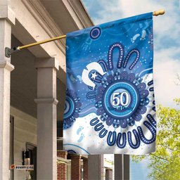 NAIDOC Week 2026 Garden Flag 50 Years Deadly Dhari Blue Aboriginal Art LT14