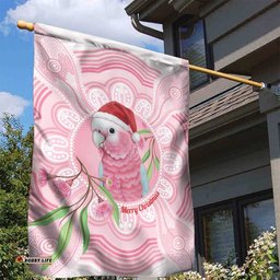 Funny Pink Galah Australia Christmas Garden Flag Eucalyptus Blossoms Aboriginal Art LT14