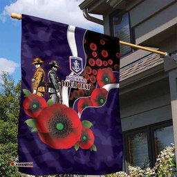 Fremantle Dockers ANZAC Personalised Garden Flag Lest We Forget Poppy Camo LT9