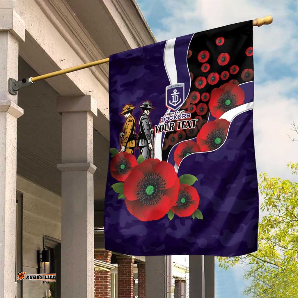 Fremantle Dockers ANZAC Personalised Garden Flag Lest We Forget Poppy Camo LT9