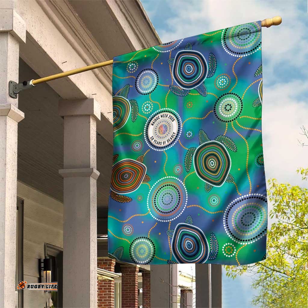 NAIDOC 50 Years of Deadly Garden Flag Sea Turtle Aboriginal Dot Art LT19