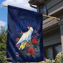 Merry Cocka-mas Garden Flag Australia Christmas Blue Art LT9