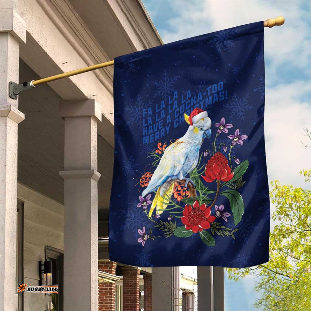 Merry Cocka-mas Garden Flag Australia Christmas Blue Art LT9