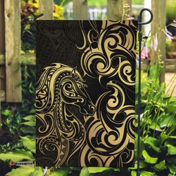 Gold And Black Aoteara Horse Racing Garden Flag NZ Maori Pattern LT14