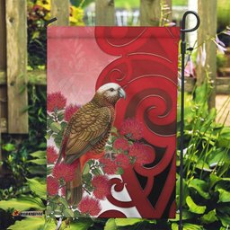New Zealand Parrot Kaka Garden Flag Maori Koru With Pohutukawa Flowers LT05