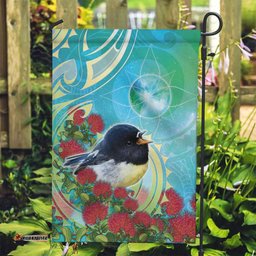 New Zealand Tomtit Garden Flag Maori Koru With Pohutukawa Galaxy Style LT05