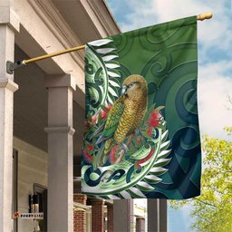 New Zealand Kea Bird Garden Flag With Maori Koru Fern LT05
