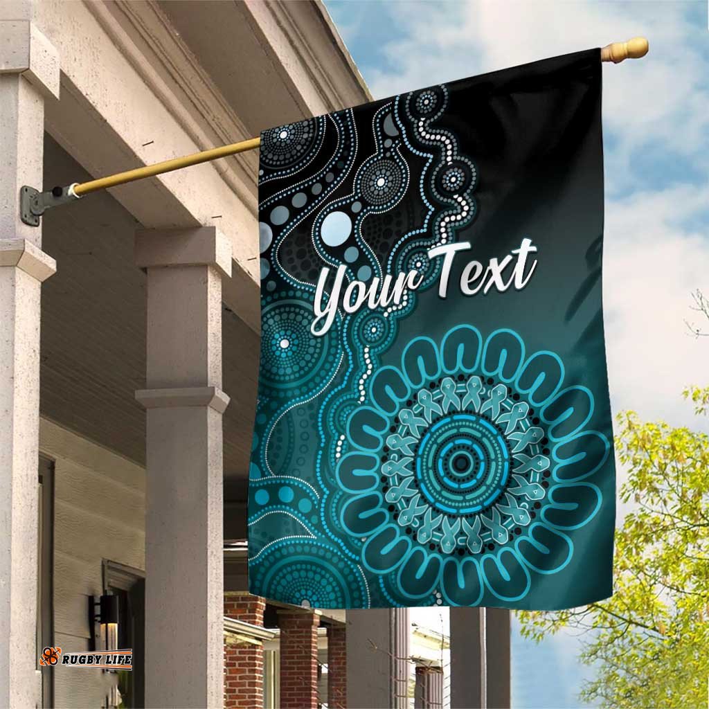 Personalised Ovarian Cancer Awareness Garden Flag Teal Ribbon Aboriginal Art LT05