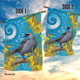 New Zealand Kokako Bird Garden Flag Maori Koru With Kowhai Flowers LT05