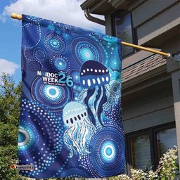 NAIDOC Deadly 50 Years Garden Flag Jellyfish Aboriginal Culture Inspired Blue LT9