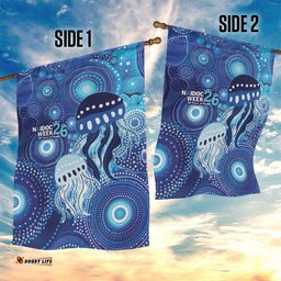 NAIDOC Deadly 50 Years Garden Flag Jellyfish Aboriginal Culture Inspired Blue LT9
