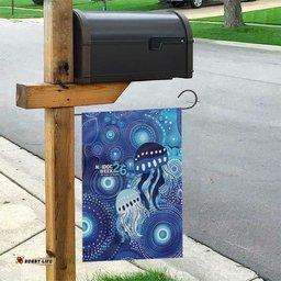 NAIDOC Deadly 50 Years Garden Flag Jellyfish Aboriginal Culture Inspired Blue LT9