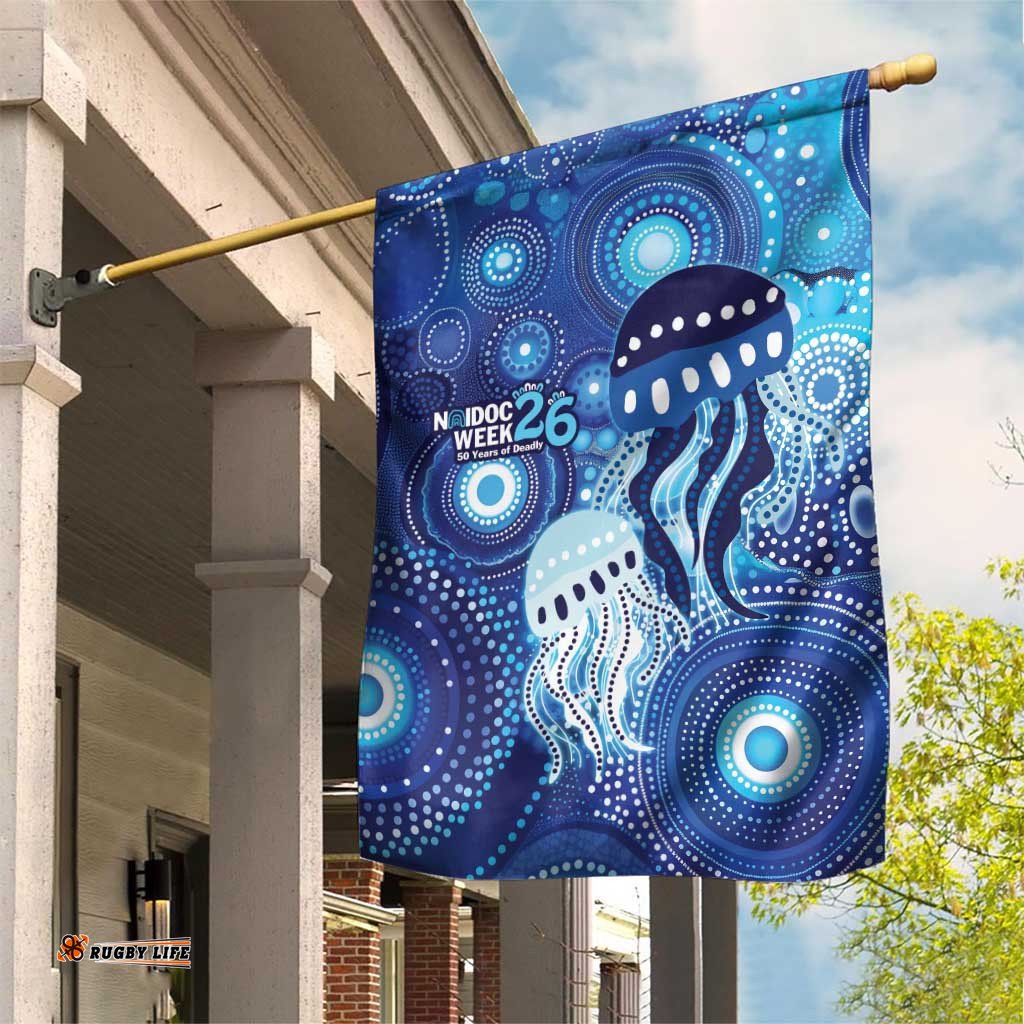 NAIDOC Deadly 50 Years Garden Flag Jellyfish Aboriginal Culture Inspired Blue LT9