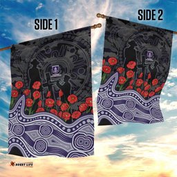 Fremantle Dockers ANZAC Day Garden Flag Indigenous Dot Art with Poppy Flower Tribute TS04