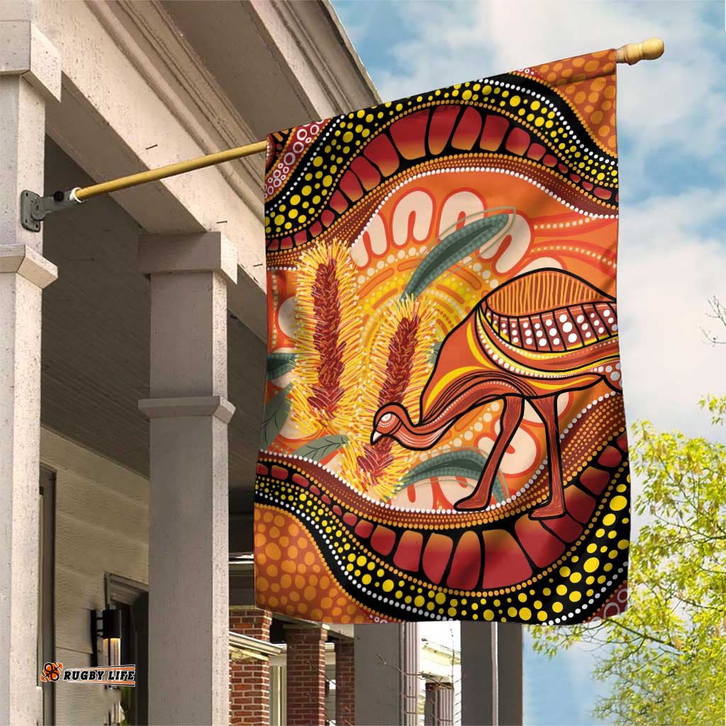 Indigenous Emu Australia Garden Flag Australian Bottlebrushes Aboriginal Art Proud LT14