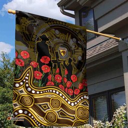 Hawthorn Hawks ANZAC Day Garden Flag Indigenous Dot Art with Poppy Flower Tribute TS04