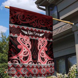 Kia Ora New Zealand Garden Flag Maori Language Week Whero Taniko Motif LT14