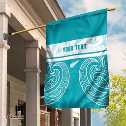 New Zealand Silver Fern Cricket Custom Garden Flag Black Cap Teal Maori Pattern LT14