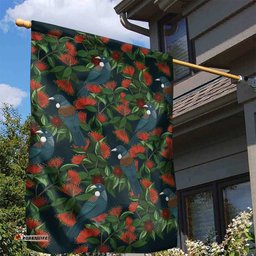 New Zealand Christmas Garden Flag Romantic Tui Birds on Pohutukawa - Cobalt LT7