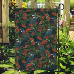 New Zealand Christmas Garden Flag Romantic Tui Birds on Pohutukawa - Cobalt LT7