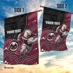 Custom Sea Eagles Garden Flag Bird Mascot With Aboriginal Indigenous DT05