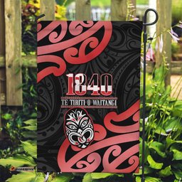 New Zealand 1840 Waitangi Day Garden Flag Aotearoa Haka Mask - Red Version LT14
