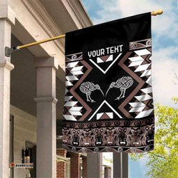 Personalised Taniko Motifs Aotearoa Garden Flag Waitangi Kowhaiwhai Kiwi - Mocha LT7