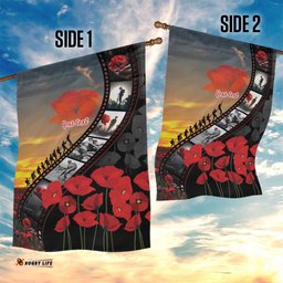 Personalised Remembering ANZAC Lest We Forget Garden Flag Vintage Film Frame Memorial Red Poppy LT9