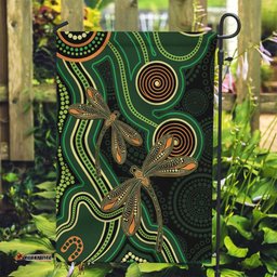 Green Indigenous Dragonfly Australia Garden Flag Aboriginal Art LT14