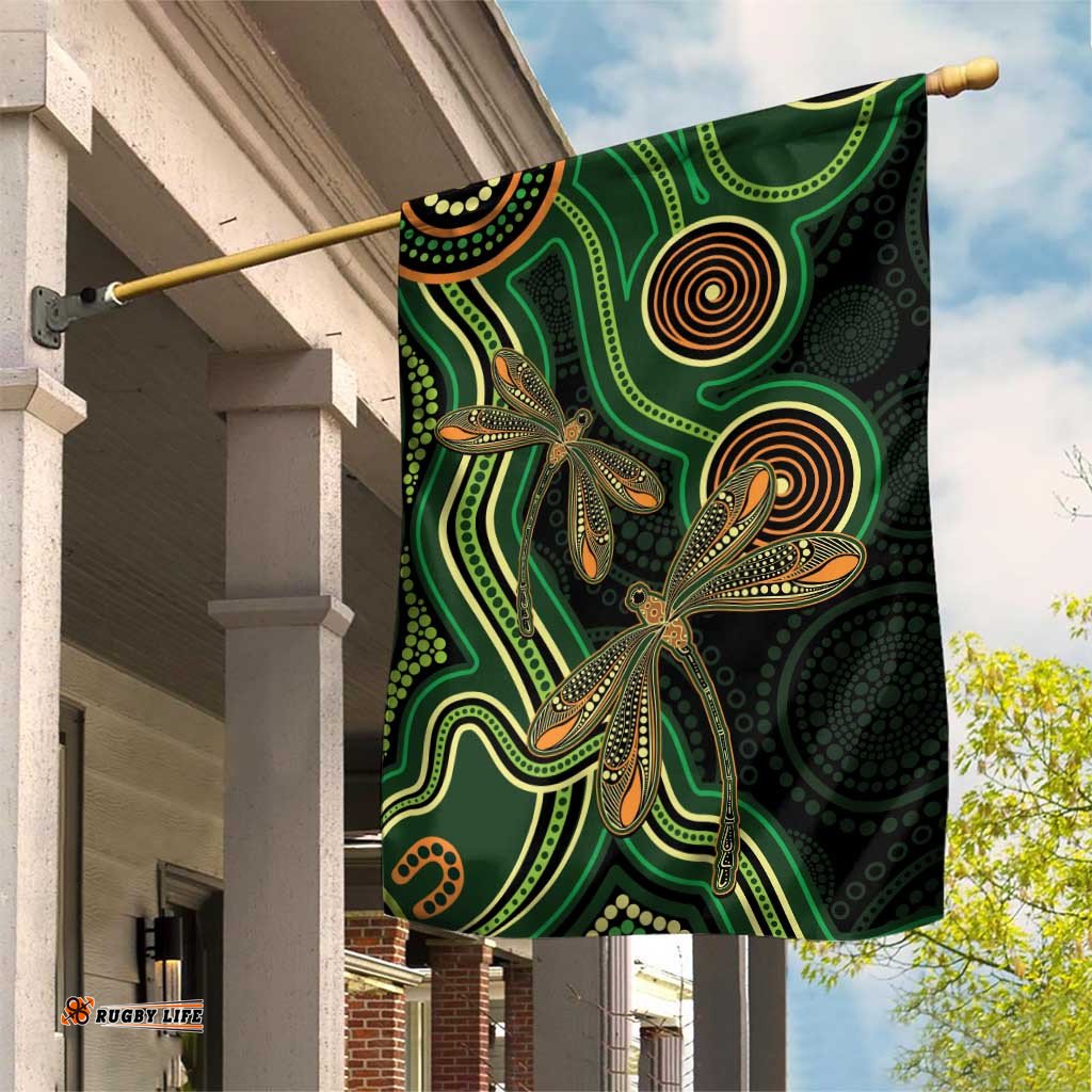 Green Indigenous Dragonfly Australia Garden Flag Aboriginal Art LT14