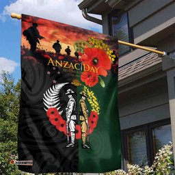 New Zealand and Australia ANZAC Day Garden Flag Lest We Forget Indigenous and Maori Pattern LT03