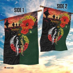 New Zealand and Australia ANZAC Day Garden Flag Lest We Forget Indigenous and Maori Pattern LT03