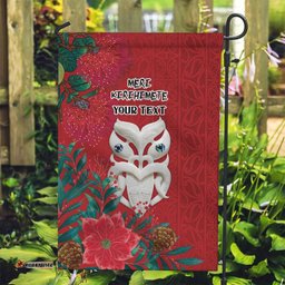Maori Wheku Meri Kirihimete Personalised Garden Flag All Red Indigenous Maori Motif LT9