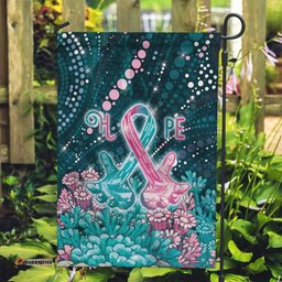 Hereditary Cancer Awareness Garden Flag Hope Ribbon With Aussie Teal Duncan Coral DT05