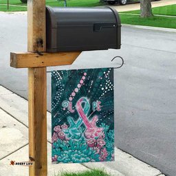 Hereditary Cancer Awareness Garden Flag Hope Ribbon With Aussie Teal Duncan Coral DT05