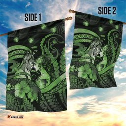 Maori Romantic Valentine Garden Flag The Hongi Kiss Green Galaxy DT05