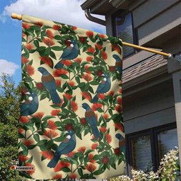 New Zealand Christmas Garden Flag Romantic Tui Birds on Pohutukawa - Ivory LT7