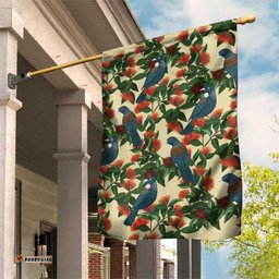 New Zealand Christmas Garden Flag Romantic Tui Birds on Pohutukawa - Ivory LT7